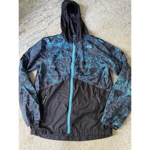 North Face Jacket Boys XL 18/20 Blue Design Windbreaker Windwall Rain Coat Light